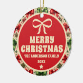 ヴィンテージクリスマススターズアンドボウズオーナメント セラミックオーナメント (左)