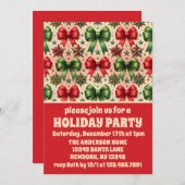 ヴィンテージクリスマススターズアンドボーズホリデーパーティー 招待状 (正面/裏面)