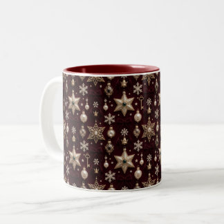 ヴィンテージクリスマススターホリデーオーナメントエレガンス ツートーンマグカップ