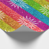 ヴィンテージクリスマススターレインボーグリッターゲイホリデー ラッピングペーパー (角)