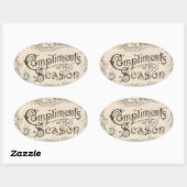 ヴィンテージクリスマスステッカーの賛辞 楕円形シール (シート)