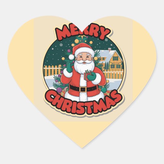 ヴィンテージクリスマスステッカー – ギフトのためのホリデーデコール ハートシール (正面)