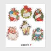 ヴィンテージクリスマスステッカー/ギフトタグ 中サイズ シール (シート)