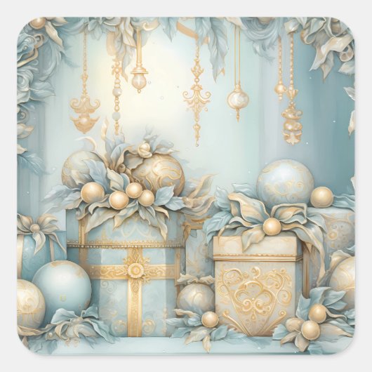 ヴィンテージクリスマスステッカー スクエアシール (正面)