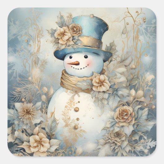 ヴィンテージクリスマスステッカー スクエアシール (正面)