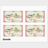 ヴィンテージクリスマスステッカー 長方形シール (シート)