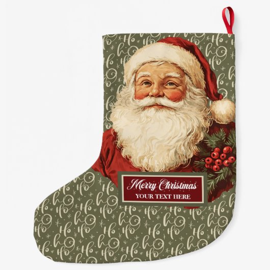 ヴィンテージクリスマスストッキングとレトロサンタクロース ラージクリスマスストッキング (裏面)