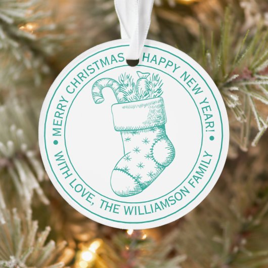 ヴィンテージクリスマスストッキングホリデーウィズグリーン オーナメント (ツリー)