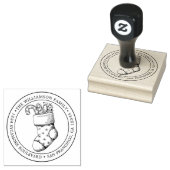 ヴィンテージクリスマスストッキングラウンド差出人住所ル ラバースタンプ (押印)