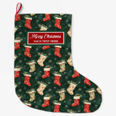 ヴィンテージクリスマスストッキング名前をカスタムするギフト ラージクリスマスストッキング (正面)
