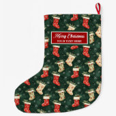 ヴィンテージクリスマスストッキング名前をカスタムするギフト ラージクリスマスストッキング (裏面)