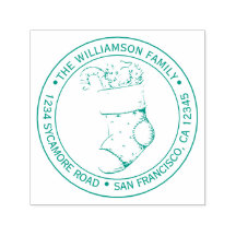 ヴィンテージクリスマスストッキング差出人住所グリーン