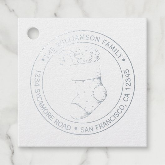 ヴィンテージクリスマスストッキング差出人住所シルバー フェイバータグ (正面)