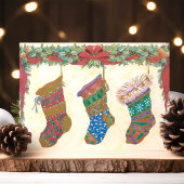 ヴィンテージクリスマスストッキング シーズンポストカード