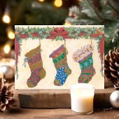 ヴィンテージクリスマスストッキング シーズンポストカード