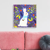 ヴィンテージクリスマススノーウィーラビットウィンター キャンバスプリント (インサイチュ (リビング))