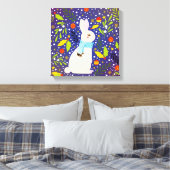 ヴィンテージクリスマススノーウィーラビットウィンター キャンバスプリント (インサイチュ (寝室))