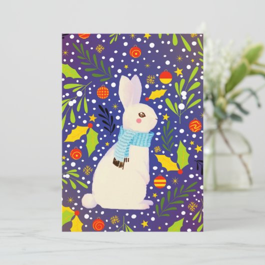 ヴィンテージクリスマススノーウィーラビットウィンター シーズンカード (スタンド正面)