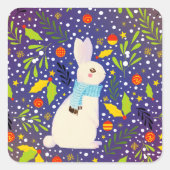 ヴィンテージクリスマススノーウィーラビットウィンター スクエアシール (正面)