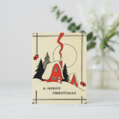 ヴィンテージクリスマススノーキャビン シーズンポストカード (スタンド正面)