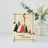 ヴィンテージクリスマススノーキャビン シーズンポストカード (スタンド正面)