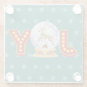 ヴィンテージクリスマススノーグローブトレンディア雪の結晶 ガラスコースター (裏面)