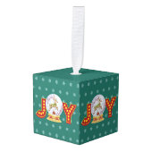 ヴィンテージクリスマススノーグローブトレンディア雪の結晶 キューブオーナメント (正面アングル)