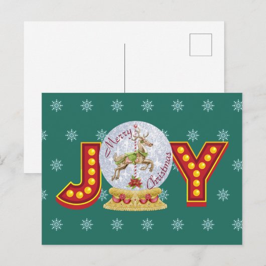 ヴィンテージクリスマススノーグローブトレンディア雪の結晶 シーズンポストカード (正面/裏面)