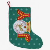 ヴィンテージクリスマススノーグローブトレンディア雪の結晶 スモールクリスマスストッキング (正面)