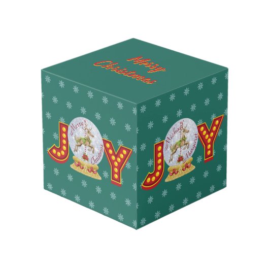 ヴィンテージクリスマススノーグローブトレンディア雪の結晶 フォトキューブ (正面アングル)