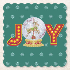 ヴィンテージクリスマススノーグローブトレンディア雪の結晶 ペーパーコースター