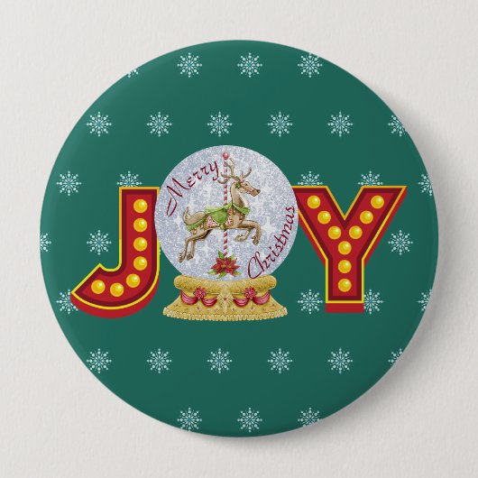 ヴィンテージクリスマススノーグローブトレンディア雪の結晶 缶バッジ (正面)