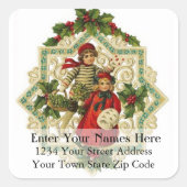 ヴィンテージクリスマススノーフレークオーナメント住所 シール (正面)