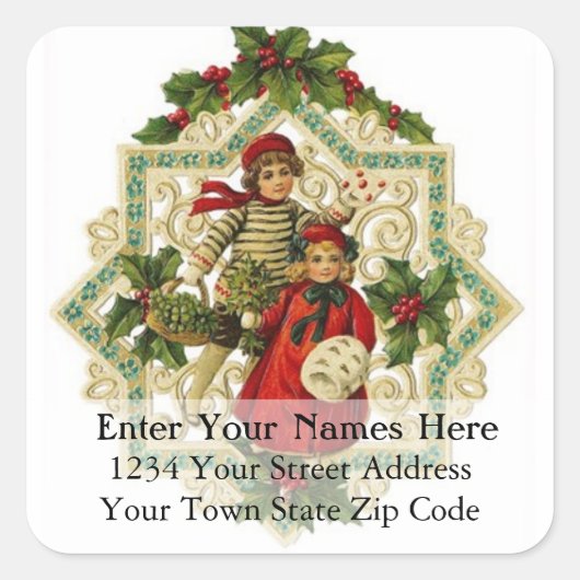 ヴィンテージクリスマススノーフレークオーナメント住所 シール (正面)