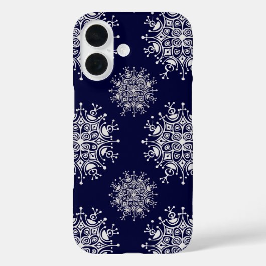 ヴィンテージクリスマススノーフレークブルーブリザードパターン Case-Mate iPhoneケース (裏面)