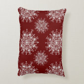 ヴィンテージクリスマススノーフレークレッドブリザードパターン アクセントクッション (裏面(縦))