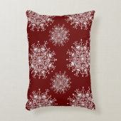 ヴィンテージクリスマススノーフレークレッドブリザードパターン アクセントクッション (正面(垂直))