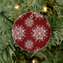 ヴィンテージクリスマススノーフレークレッドブリザードパターン