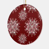 ヴィンテージクリスマススノーフレークレッドブリザードパターン セラミックオーナメント (左)