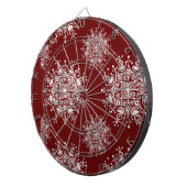 ヴィンテージクリスマススノーフレークレッドブリザードパターン ダーツボード (正面右)