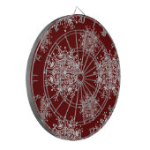 ヴィンテージクリスマススノーフレークレッドブリザードパターン ダーツボード (正面左)
