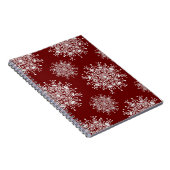 ヴィンテージクリスマススノーフレークレッドブリザードパターン ノートブック (右側)