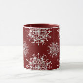 ヴィンテージクリスマススノーフレークレッドブリザードパターン マグカップ (中央)