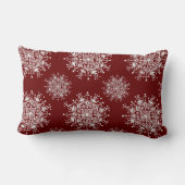 ヴィンテージクリスマススノーフレークレッドブリザードパターン ランバークッション (裏面)