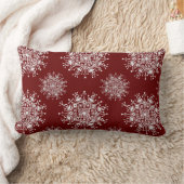 ヴィンテージクリスマススノーフレークレッドブリザードパターン ランバークッション (ブランケット)
