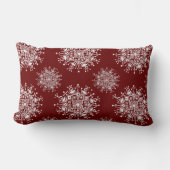 ヴィンテージクリスマススノーフレークレッドブリザードパターン ランバークッション (正面)