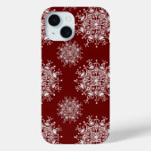 ヴィンテージクリスマススノーフレークレッドブリザードパターン Case-Mate iPhoneケース (裏面)