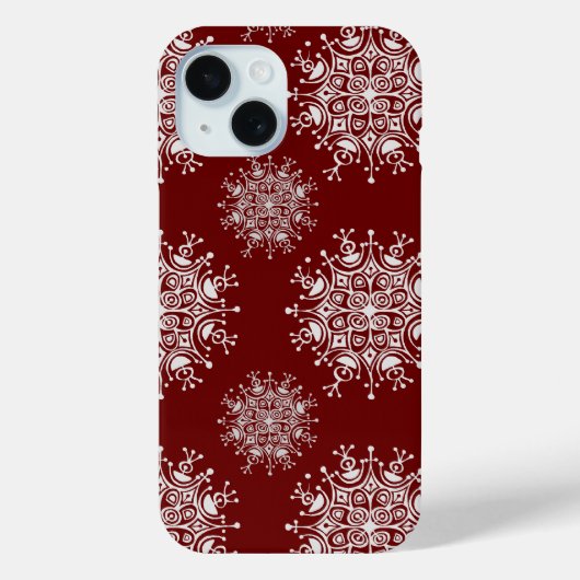 ヴィンテージクリスマススノーフレークレッドブリザードパターン Case-Mate iPhoneケース (裏面)