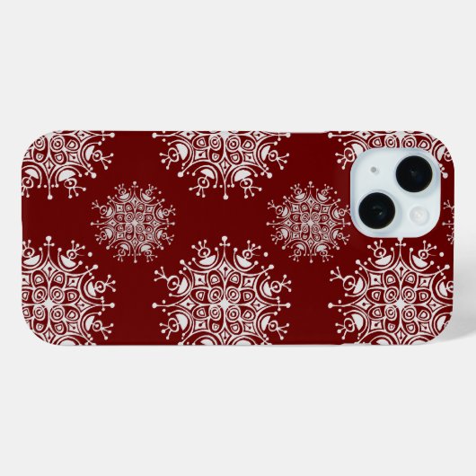ヴィンテージクリスマススノーフレークレッドブリザードパターン Case-Mate iPhoneケース (裏面 (横))