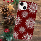 ヴィンテージクリスマススノーフレークレッドブリザードパターン Case-Mate iPhoneケース